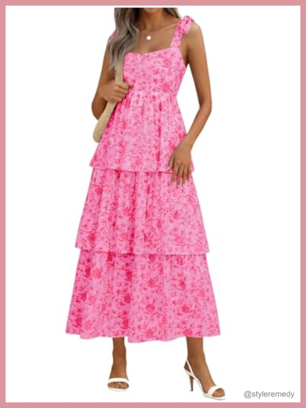 Sleeveless Floral Maxi Dress Smocked Ruffle Summer Sundress
